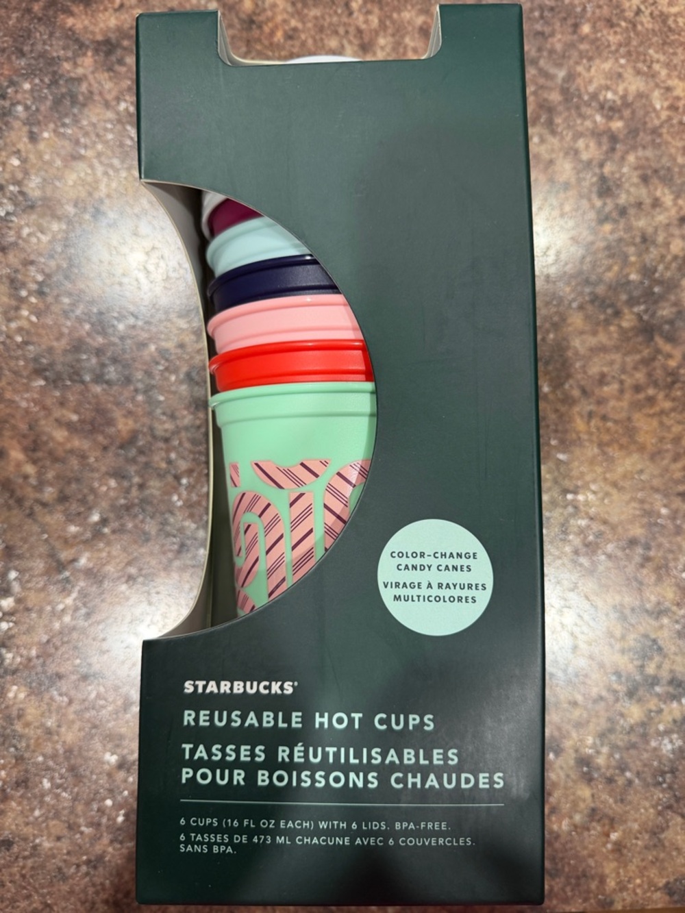 Starbucks Reusable Color-Change Hot Cups - Candy Cane